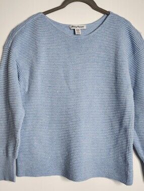 Tommy Bahamam Blue  Bonita Sequin Sweater Medium Coastals Nautical Beach M